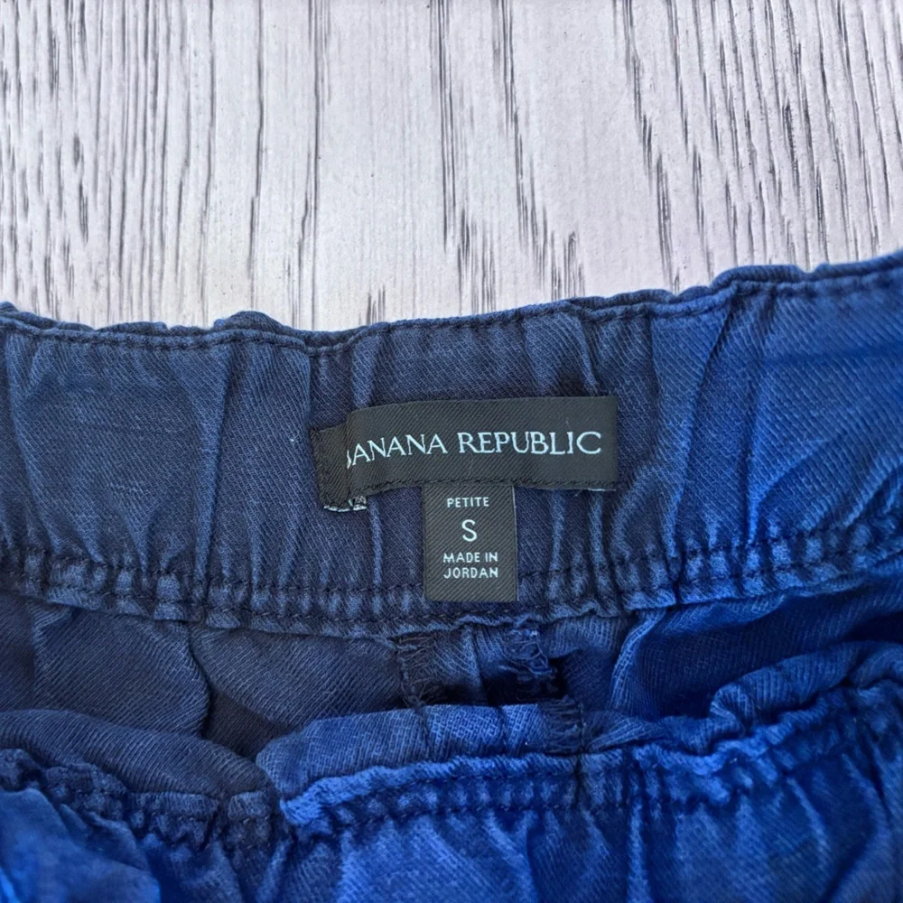Banana Republic Navy Linen Blend Elastic Waist Pants Size S